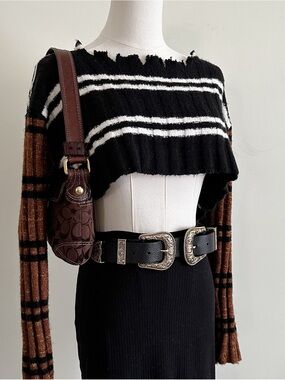 Urban Outfitters Striped Cropped Off-Shoulder Sweater
